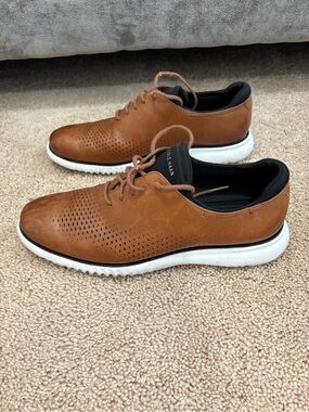 Cole Haan Zero Grand Leather Perforated Oxfords with White Sole
